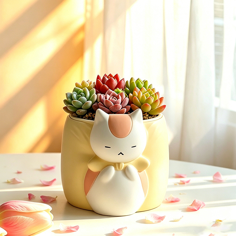 Sleepy Chubby Cat Resin Succul - огляд і ціна Snake Plant Ceramic