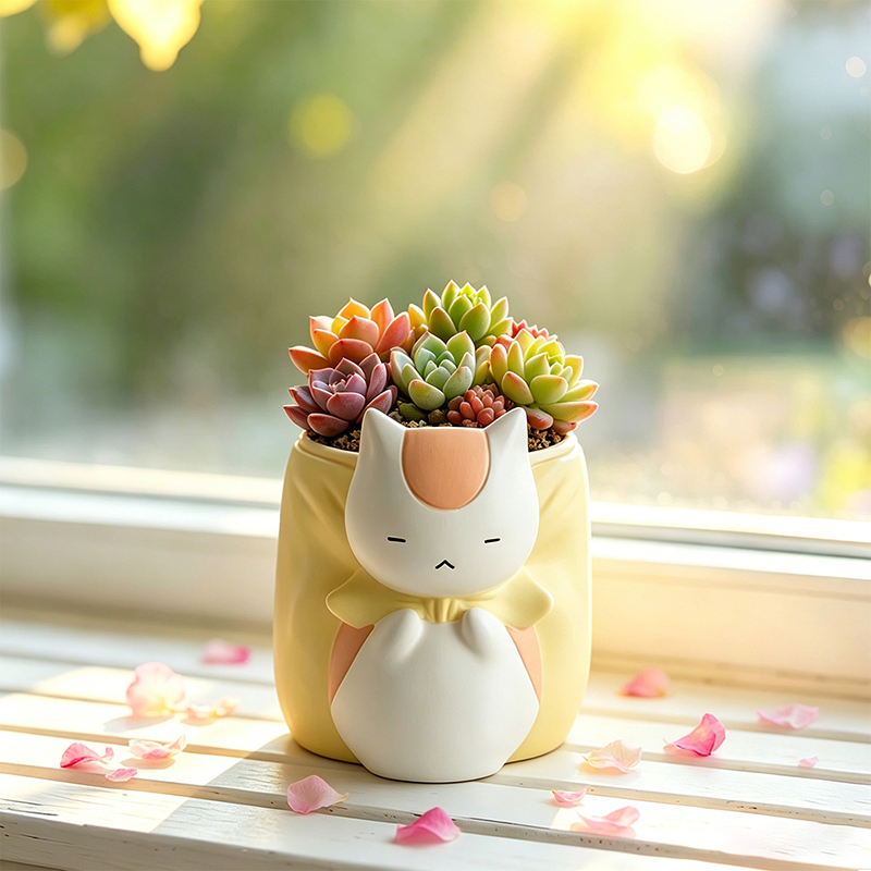Sleepy Chubby Cat Resin Succul - огляд і ціна Snake Plant Ceramic